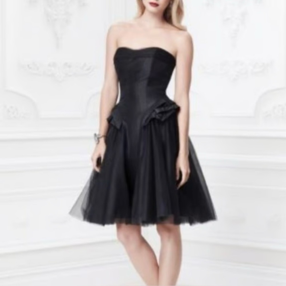Zack Posen Truly Strapless Tule Drop Waist Fit & Flare Cocktail Formal Size 8